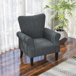 HOMCOM Modern Upholstered Accent Armchair with High Back - Size: Single - Grey - Wilko - thumbnail 5