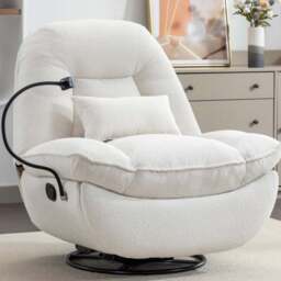 Artemis Home Fallon Cream Boucle Swivel Recliner Chair - Size: Single - Wilko