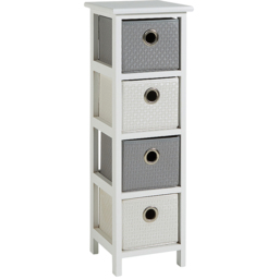 Home Source Sandringham 4 Drawer White and Grey Storage Cabinet - Size: 25 x 25 x 77cm - Brown - Wilko - thumbnail 3