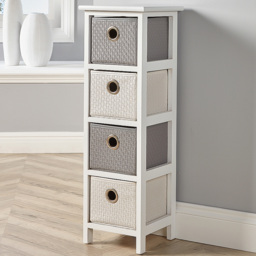 Home Source Sandringham 4 Drawer White and Grey Storage Cabinet - Size: 25 x 25 x 77cm - Brown - Wilko