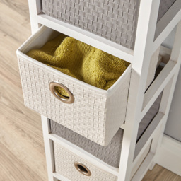 Home Source Sandringham 4 Drawer White and Grey Storage Cabinet - Size: 25 x 25 x 77cm - Brown - Wilko - thumbnail 4