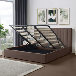 Artemis Home Evelynne Super King Size Dark Brown Linen Upholstered Ottoman Bed - Wilko - thumbnail 4