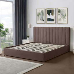 Artemis Home Evelynne Super King Size Dark Brown Linen Upholstered Ottoman Bed - Wilko - thumbnail 3