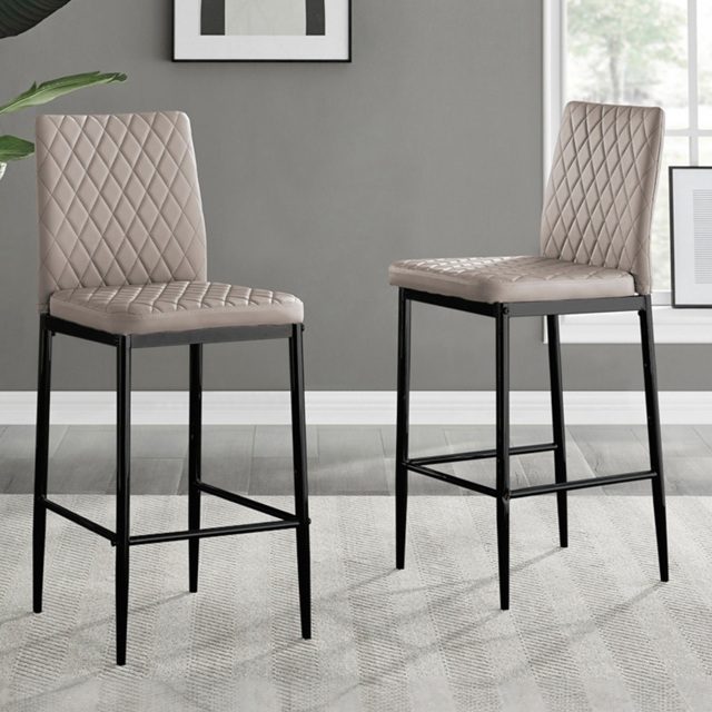 Furniturebox Valera Cappuccino and Black Faux Leather Bar Stool Set of 2 - Brown - Wilko - image 1