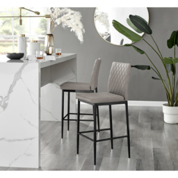 Furniturebox Valera Cappuccino and Black Faux Leather Bar Stool Set of 2 - Brown - Wilko - thumbnail 3
