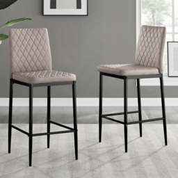 Furniturebox Valera Cappuccino and Black Faux Leather Bar Stool Set of 2 - Brown - Wilko - thumbnail 1
