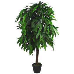 Leaf Mango Artificial Tree with Green Wood 120cm - Size: 120 x 70 x 70cm - Wilko