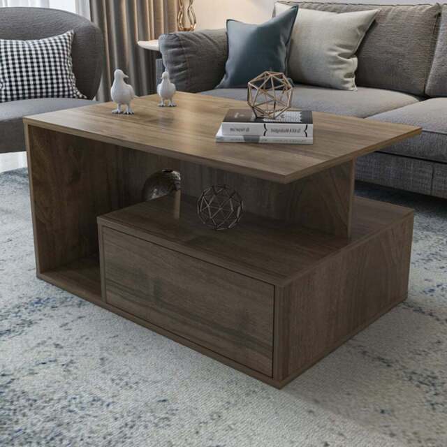 Decorotika Mana Walnut Coffee Table with Shelf and Cabinet - Size: 48.6 x 90 x 60cm - Brown - Wilko - image 1