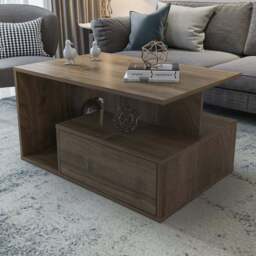 Decorotika Mana Walnut Coffee Table with Shelf and Cabinet - Size: 48.6 x 90 x 60cm - Brown - Wilko