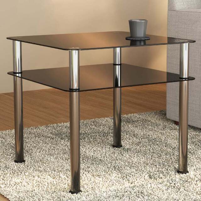 AVF Classic Black and Chrome Glass Side Table - Size: 60 x 60 x 55cm - Multi - Wilko - image 1
