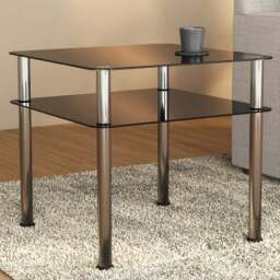 AVF Classic Black and Chrome Glass Side Table - Size: 60 x 60 x 55cm - Multi - Wilko - thumbnail 1