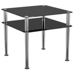 AVF Classic Black and Chrome Glass Side Table - Size: 60 x 60 x 55cm - Multi - Wilko - thumbnail 3