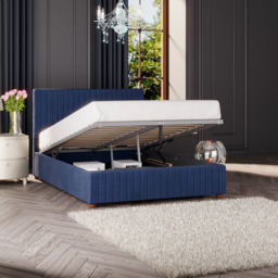 Laurence Llewelyn Bowen Estella Small Double Navy Plush Velvet Ottoman Bed - Blue - Laurence Llewelyn-Bowen - Wilko - thumbnail 3