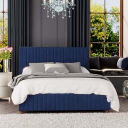 Laurence Llewelyn Bowen Estella Small Double Navy Plush Velvet Ottoman Bed - Blue - Laurence Llewelyn-Bowen - Wilko - thumbnail 1