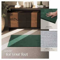 tectake Zonelle Green Short Pile Ultra Soft Rug 150 x 80cm - Size: 115 x 7 x 18cm - Blue - Wilko - thumbnail 5