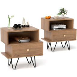 Costway Mid Century Natural End Table Set of 2 - Size: 44 x 29 x 47cm - n/a - Wilko - thumbnail 3