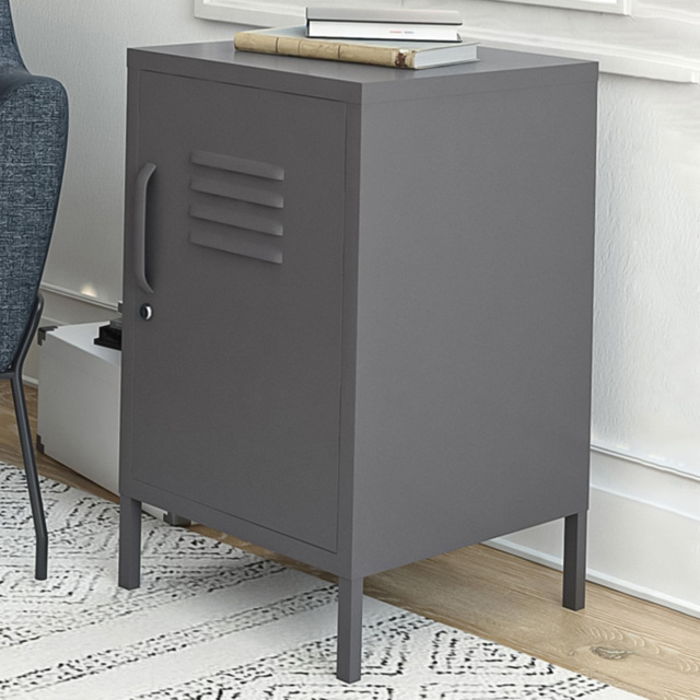 Dorel Bradford Single Door Grey Metal Locker End Table - Size: 68 x 37 x 39cm - Wilko - image 1