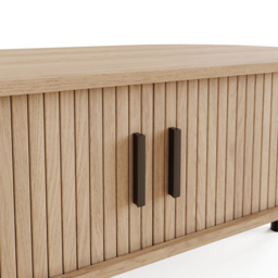 GFW Omari 2 Tambour Sliding Door Oak Slatted Coffee Table - Size: 40 x 120 x 60cm - Wilko - thumbnail 7