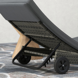 Outsunny Dark Grey Rattan Reclining Back Sun Lounger with Wheels - Size: 70 x 70 x 207cm - Wilko - thumbnail 4
