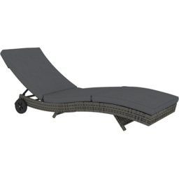 Outsunny Dark Grey Rattan Reclining Back Sun Lounger with Wheels - Size: 70 x 70 x 207cm - Wilko - thumbnail 3