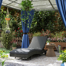 Outsunny Dark Grey Rattan Reclining Back Sun Lounger with Wheels - Size: 70 x 70 x 207cm - Wilko - thumbnail 5