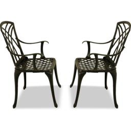 Centurion Oshowa Set of 2 Black Garden Bistro Chairs with Armrests - Size: 89 x 49.5 x 47cm - Wilko - thumbnail 6