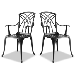 Centurion Oshowa Set of 2 Black Garden Bistro Chairs with Armrests - Size: 89 x 49.5 x 47cm - Wilko - thumbnail 4