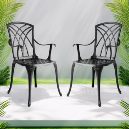 Centurion Oshowa Set of 2 Black Garden Bistro Chairs with Armrests - Size: 89 x 49.5 x 47cm - Wilko - thumbnail 1