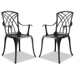 Centurion Oshowa Set of 2 Black Garden Bistro Chairs with Armrests - Size: 89 x 49.5 x 47cm - Wilko - thumbnail 7