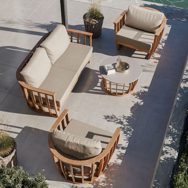 Royalcraft Lucca 5 Seater Teak Effect Lounging Set - Natural - Wilko - image 1