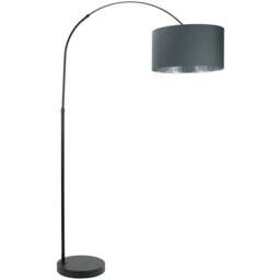 ValueLights Louis Black Arched LED Floor Lamp with Charcoal and Chrome Drum Lamp Shade - Size: 180 x 45 x 105cm - Wilko - thumbnail 1