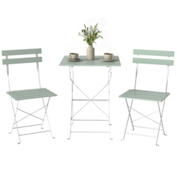 Outsunny 2 Seater White Green Foldable Garden Bistro Set - Wilko - thumbnail 3