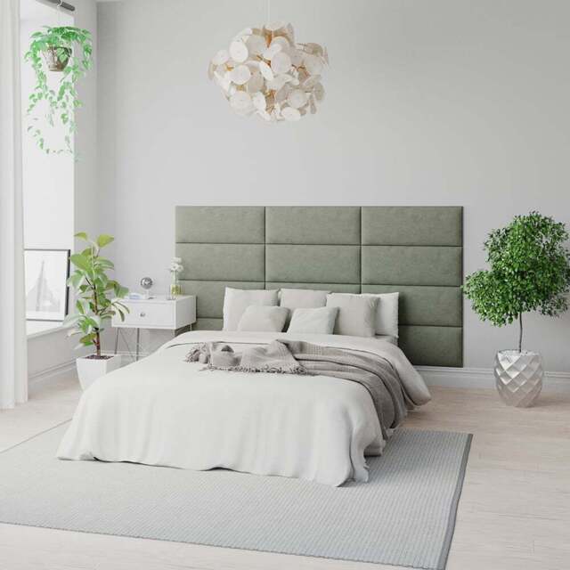 Aspire EasyMount Duck Egg Plush Velvet Upholstered Wall Mounted Headboard Panels 8 Pack - Green - Aspire Beds - Wilko - image 1