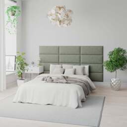 Aspire EasyMount Duck Egg Plush Velvet Upholstered Wall Mounted Headboard Panels 8 Pack - Green - Aspire Beds - Wilko