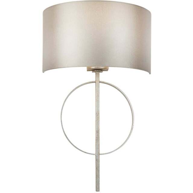 Merano Trento Antique Silver and Mink Satin Fabric Wall Lamp - Size: 14 x 32 x 52cm - Wilko - image 1