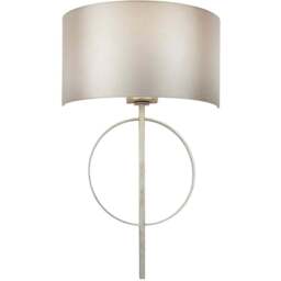 Merano Trento Antique Silver and Mink Satin Fabric Wall Lamp - Size: 14 x 32 x 52cm - Wilko