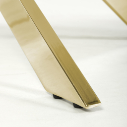 wilko Monaco 4 Seater Marble Glass Dining Table Gold and White - Shankar - thumbnail 7