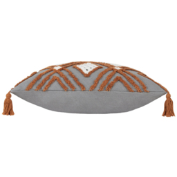 furn. Aquene Charcoal and Brick Tufted Tasselled Cushion - Size: 50 x 50cm - Multi - Wilko - thumbnail 5