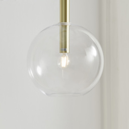 Furniturebox Milly Brass and Smoked Glass Pendant Ceiling Light - Size: 35 x 35 x 110cm - Brown - Wilko - thumbnail 3