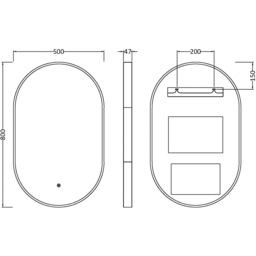 nuie Black Framed LED Touch Sensor Mirror 800 x 500mm - Size: 800 x 500 x 47mm - Wilko - thumbnail 4