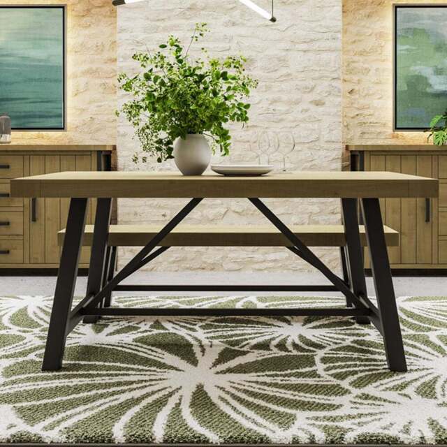 FWStyle Lowry Industrial Dining Table - Brown - Wilko - image 1