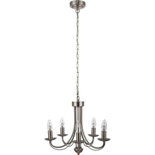 Cosylyte Elmore 5 Light Brushed Nickel Metal Pendant Light - Size: 39.5 x 31 x 28cm - Silver - Wilko - image 1