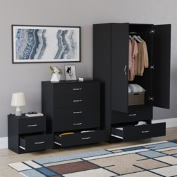 Vida Designs Riano Black 3 Piece Bedroom Furniture Set - Wilko - thumbnail 6
