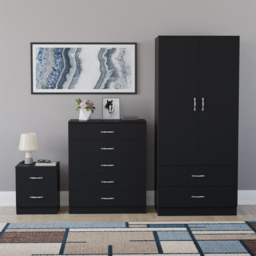 Vida Designs Riano Black 3 Piece Bedroom Furniture Set - Wilko - thumbnail 3