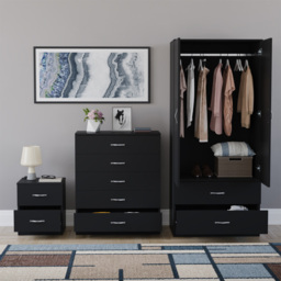 Vida Designs Riano Black 3 Piece Bedroom Furniture Set - Wilko - thumbnail 4