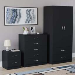 Vida Designs Riano Black 3 Piece Bedroom Furniture Set - Wilko - thumbnail 1