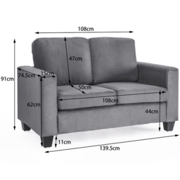 Home Detail Dakota 2 Seater Grey Velvet Sofa - Wilko - thumbnail 7