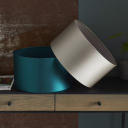 Merano Folgarida Teal Satin Shade - Size: 38 x 38 x 21cm - Brass - Wilko - thumbnail 6