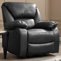 Home Detail Enoch Single Seater Black Faux Leather Manual Recliner - Wilko