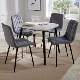 Core Products Aspen 4 Seater Square Dining Set Grey Oak and Grey - Multi - Wilko